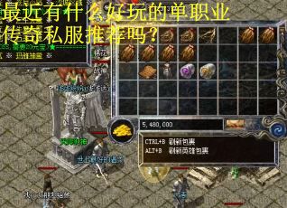 最近有什么好玩的单职业传奇私服推荐吗？